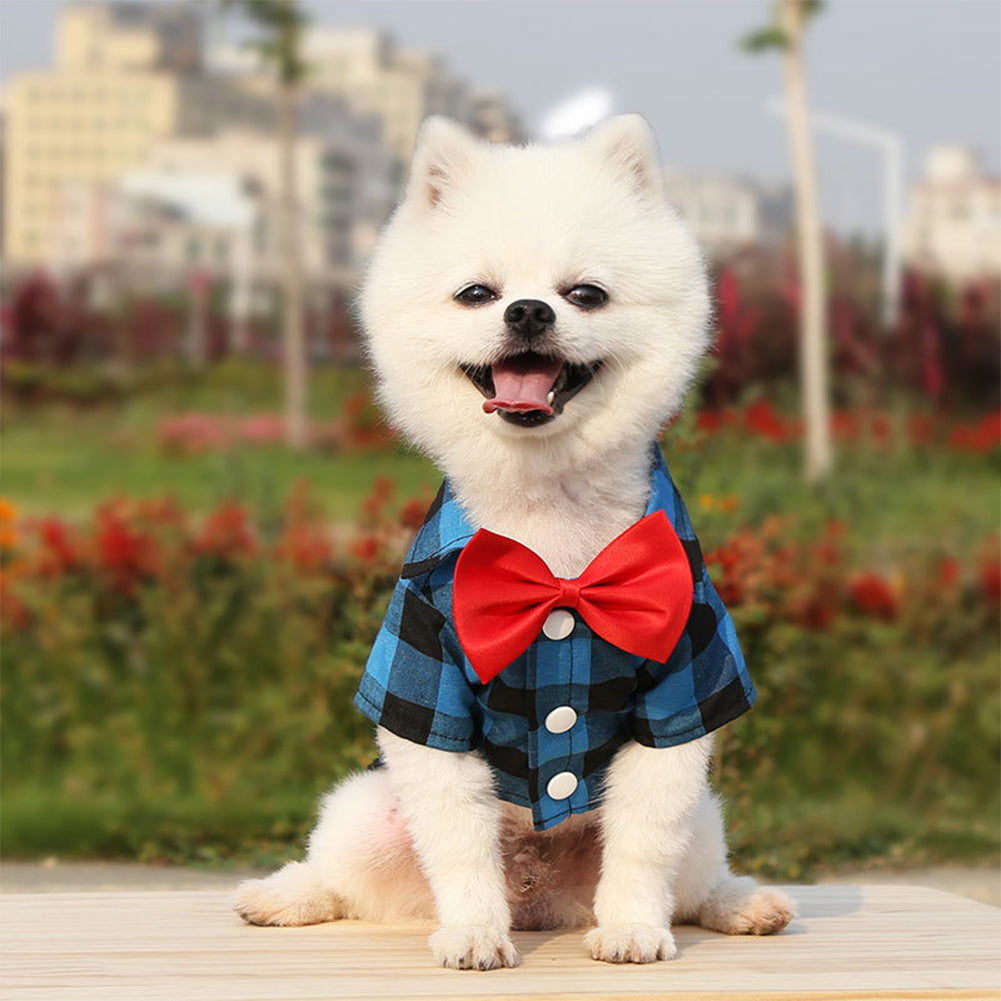 Dog Plaid Shirt Suit Wedding Dress For Teddy Small Medium Big Size Dog Pet Clothes Cat Spring Summer Autumn Wear