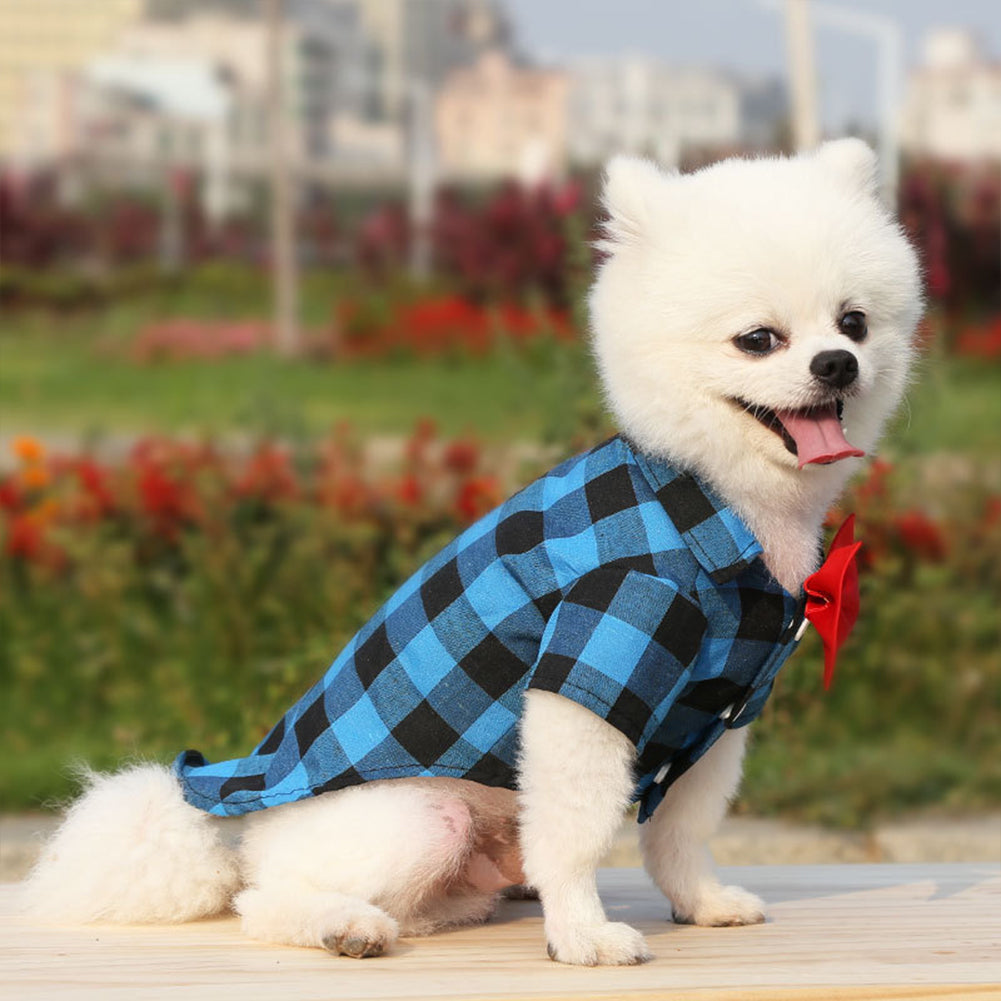 Dog Plaid Shirt Suit Wedding Dress For Teddy Small Medium Big Size Dog Pet Clothes Cat Spring Summer Autumn Wear