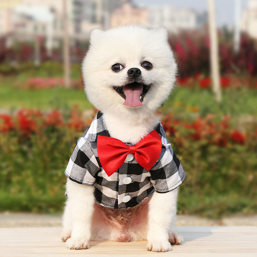 Dog Plaid Shirt Suit Wedding Dress For Teddy Small Medium Big Size Dog Pet Clothes Cat Spring Summer Autumn Wear