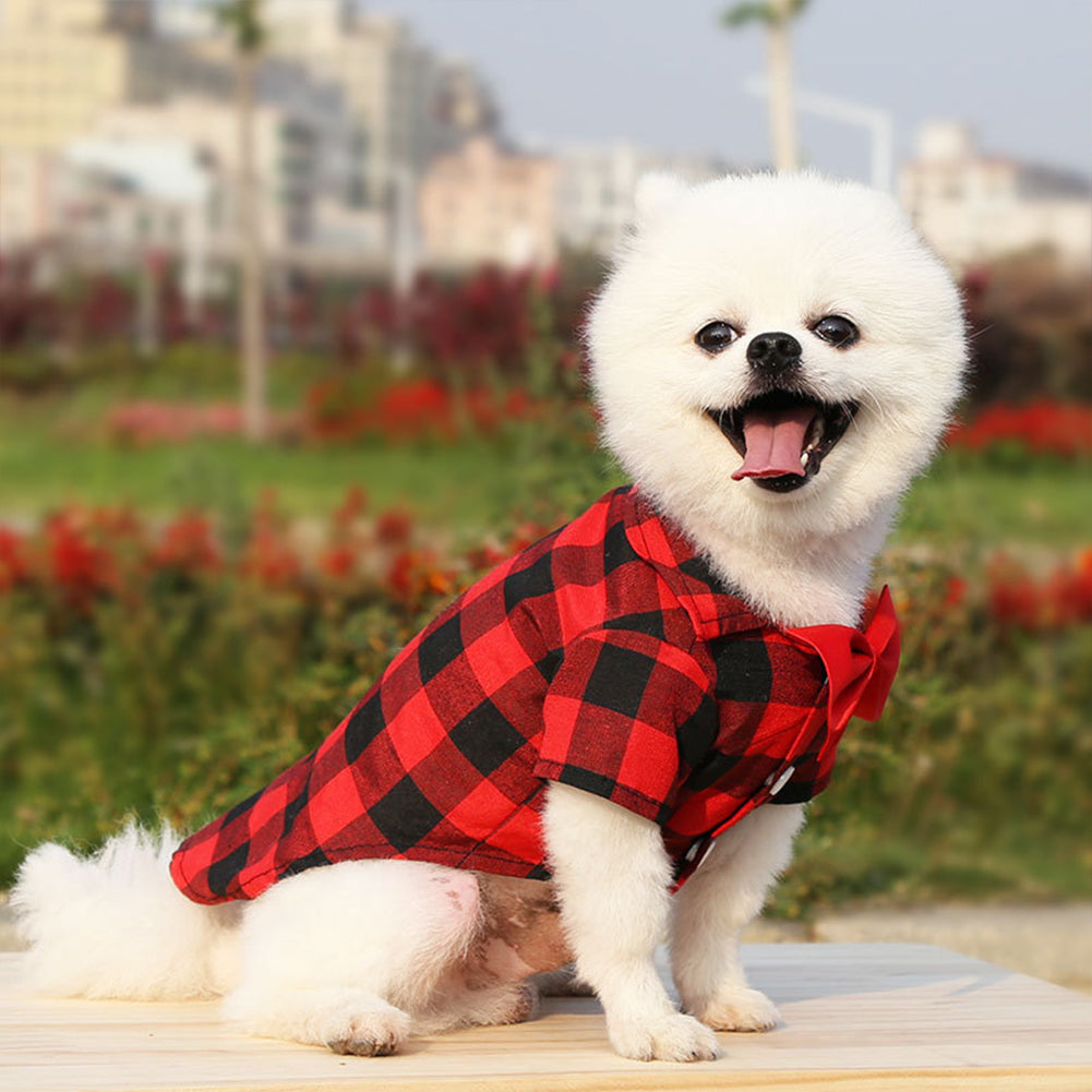 Dog Plaid Shirt Suit Wedding Dress For Teddy Small Medium Big Size Dog Pet Clothes Cat Spring Summer Autumn Wear