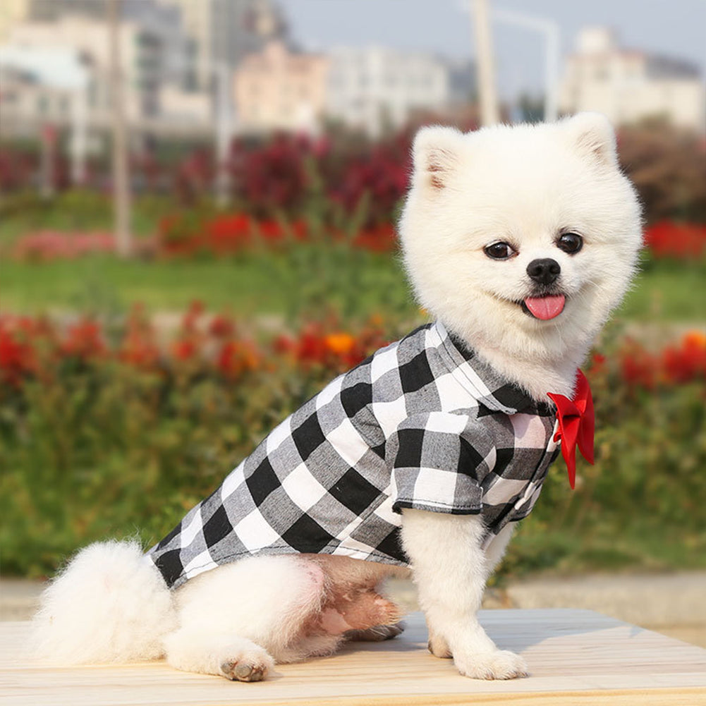 Dog Plaid Shirt Suit Wedding Dress For Teddy Small Medium Big Size Dog Pet Clothes Cat Spring Summer Autumn Wear