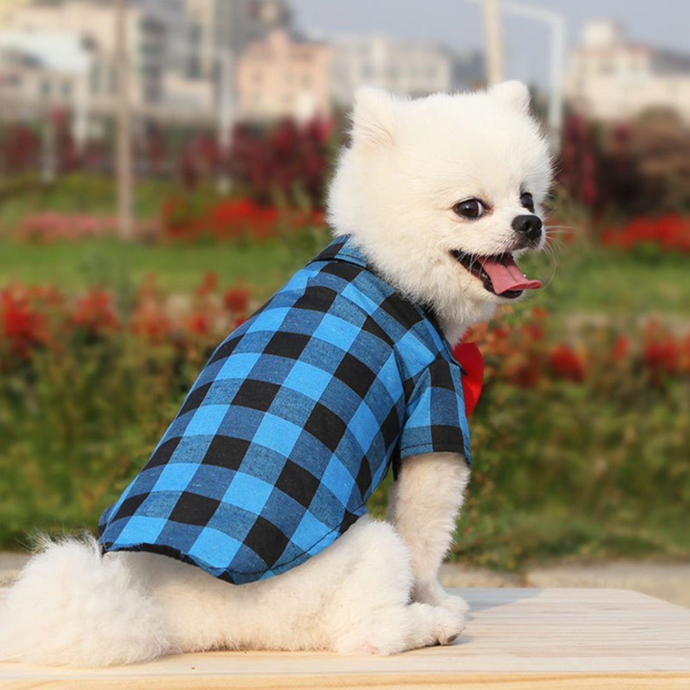 Dog Plaid Shirt Suit Wedding Dress For Teddy Small Medium Big Size Dog Pet Clothes Cat Spring Summer Autumn Wear