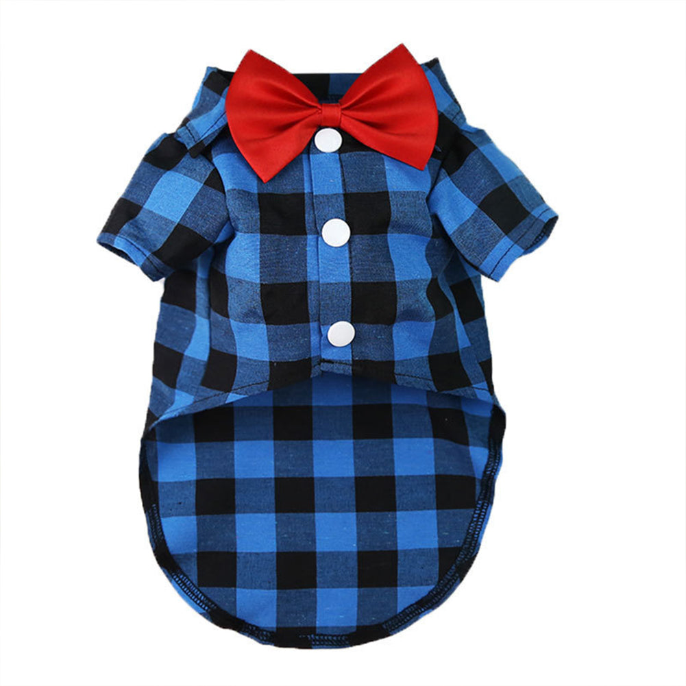 Dog Plaid Shirt Suit Wedding Dress For Teddy Small Medium Big Size Dog Pet Clothes Cat Spring Summer Autumn Wear