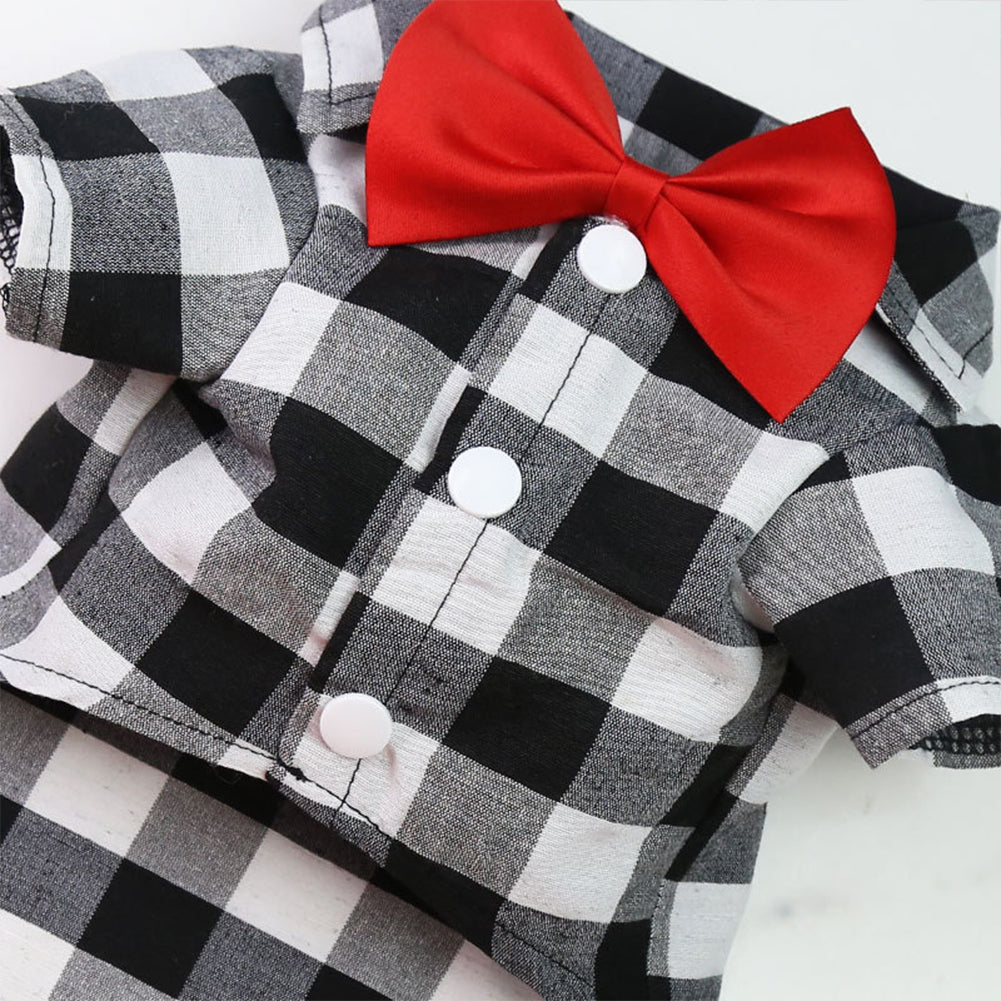 Dog Plaid Shirt Suit Wedding Dress For Teddy Small Medium Big Size Dog Pet Clothes Cat Spring Summer Autumn Wear