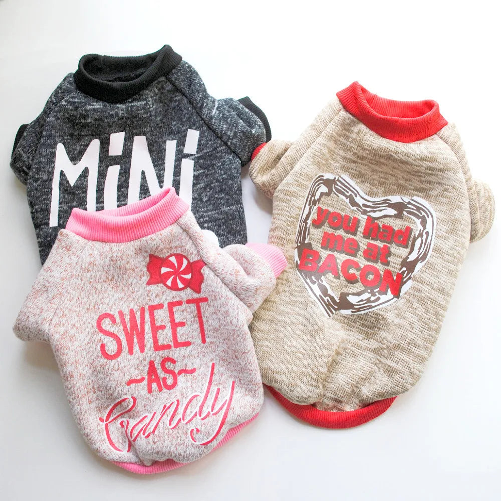 Christmas Pet Dog Sweater for Small Medium Dogs Letter Print Dog Jacket Inner Fleece Designer Winter French Bulldog Dog Clothes