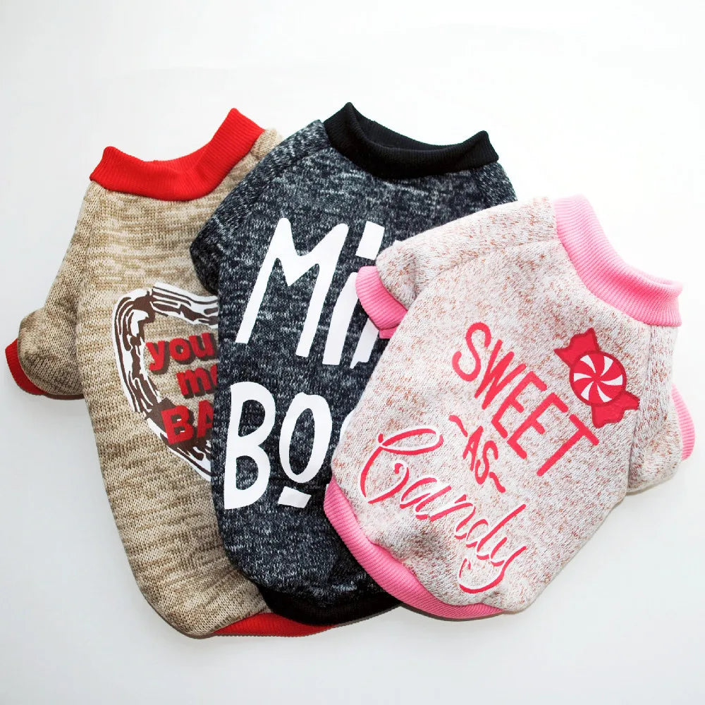 Christmas Pet Dog Sweater for Small Medium Dogs Letter Print Dog Jacket Inner Fleece Designer Winter French Bulldog Dog Clothes