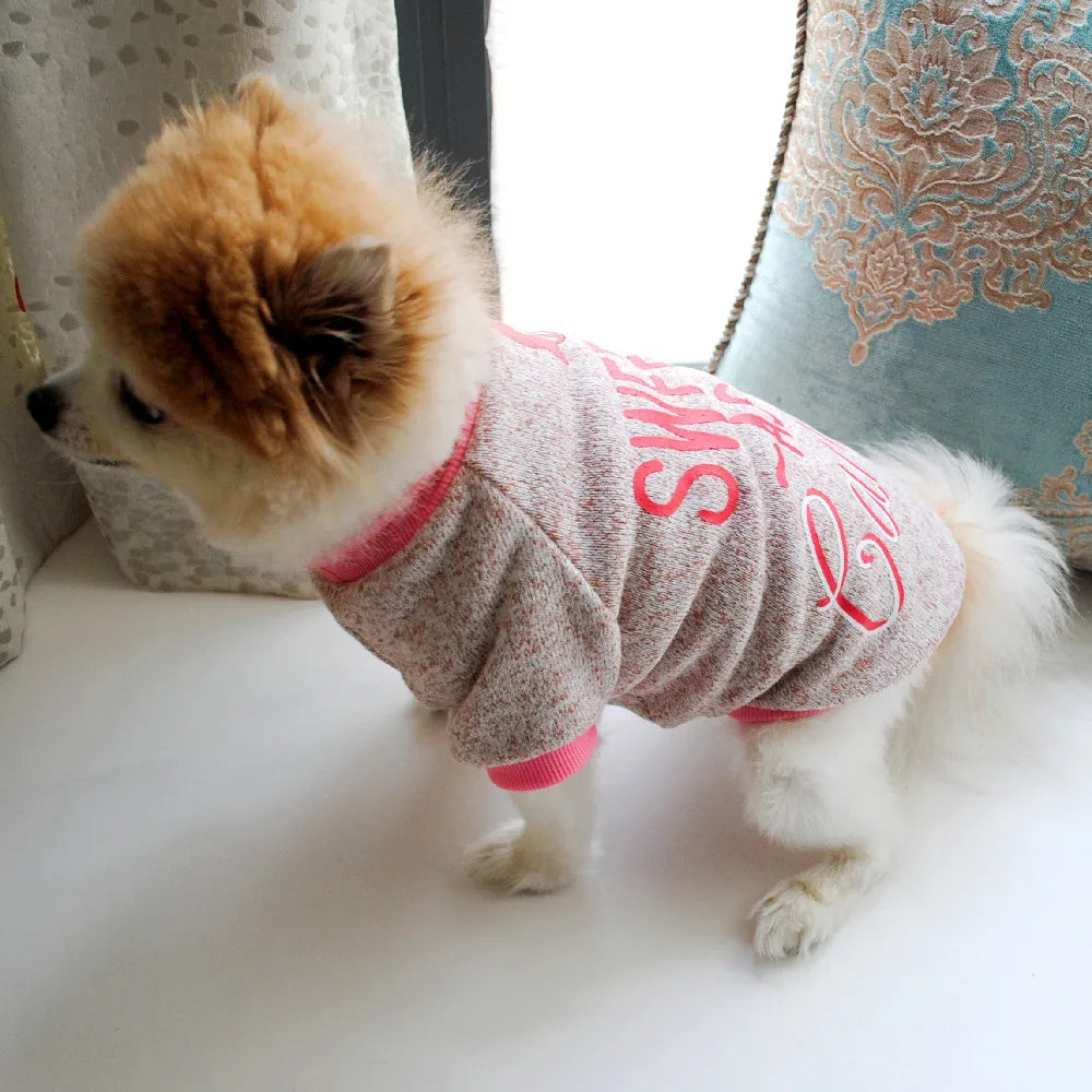 Christmas Pet Dog Sweater for Small Medium Dogs Letter Print Dog Jacket Inner Fleece Designer Winter French Bulldog Dog Clothes