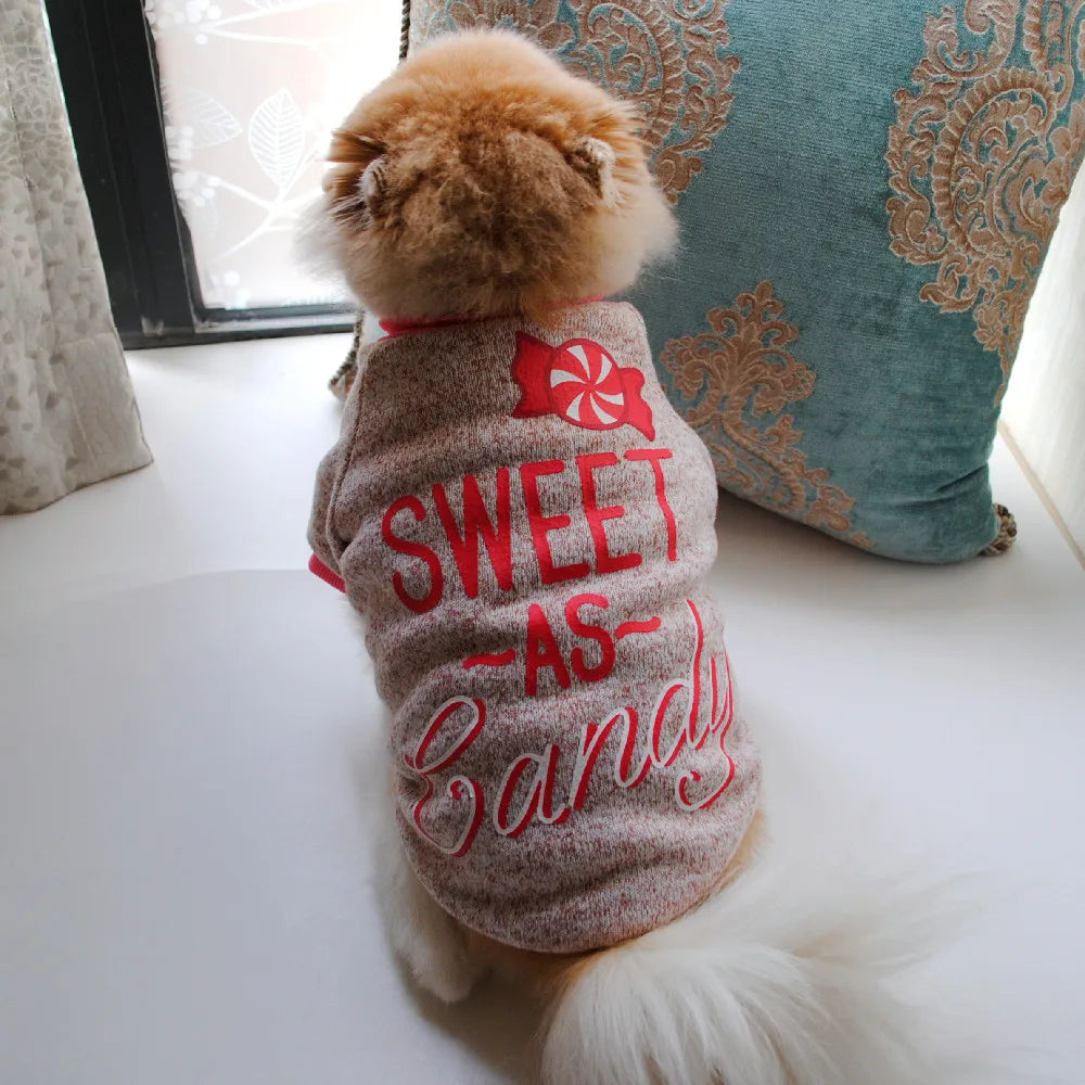 Christmas Pet Dog Sweater for Small Medium Dogs Letter Print Dog Jacket Inner Fleece Designer Winter French Bulldog Dog Clothes