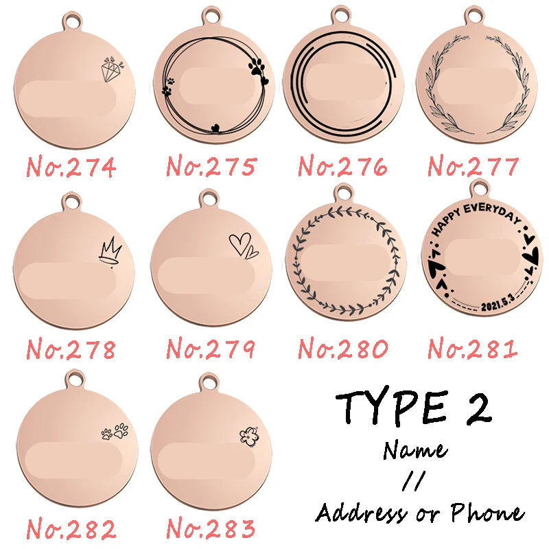 Custom Dog Cat ID Tag Engraved Personalized Pet Collar Charm Name Pendant Bone Keyring Necklace Puppy Accessory Dropshipping