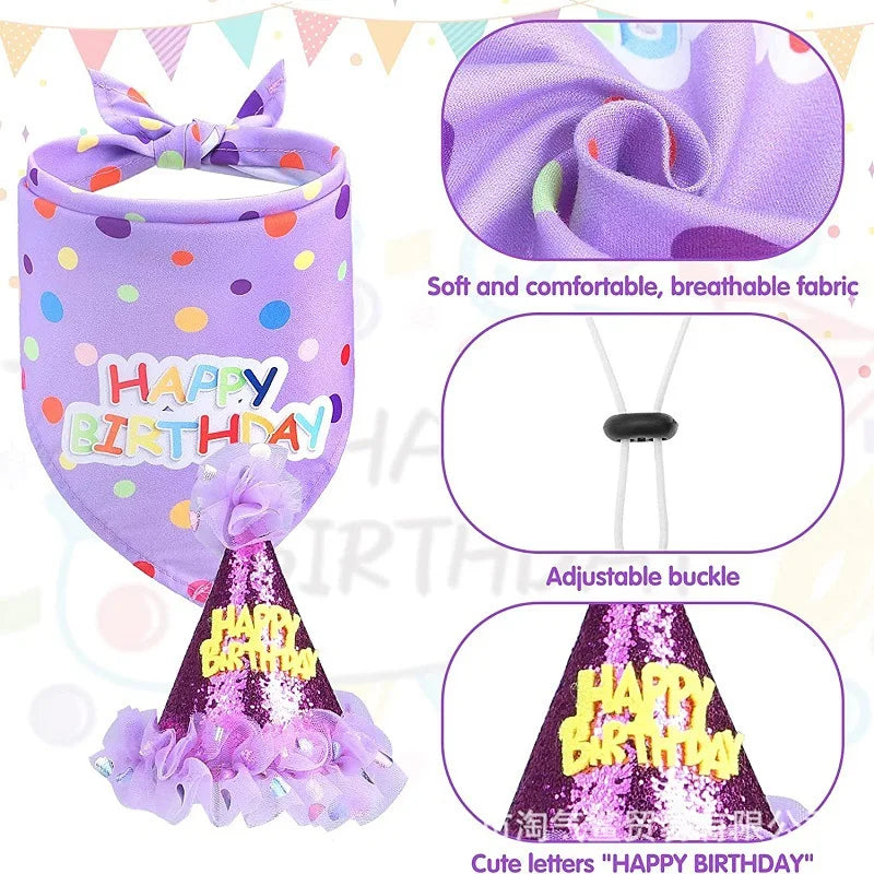 Pet Birthday Party Set Skirt Hat Bowtie for Dogs Gift Celebrating Pet Products Supplies All for Pets Puppy Cats Party Wholesale