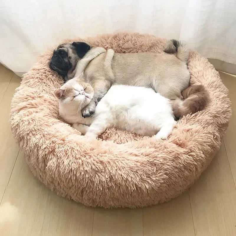 40-90cm Round Pet Bed for Large Dog Bed Super Soft Cat Bed Long Plush Dog House for Medium Dog House Winter Warm Sleeping